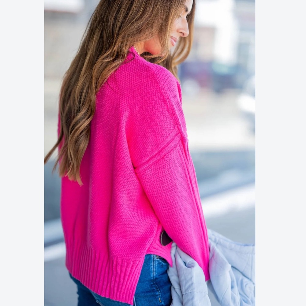 Betsey’s Boutique Pink Casual Minimalist Knit Sweater Medium